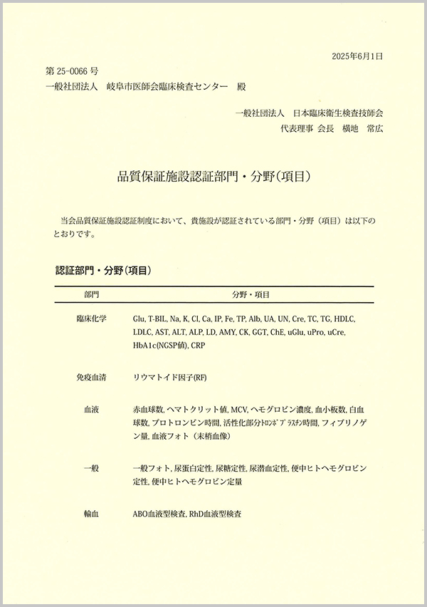 2025.6〜2027.5品質保証施設認証部門・分野（項目）